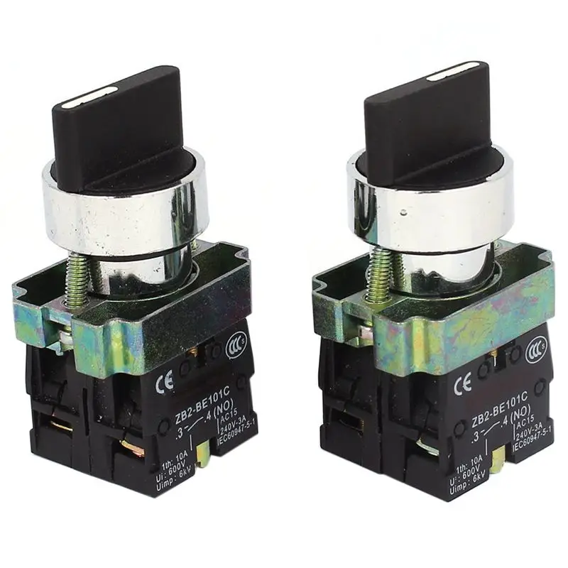 

2 Pcs 2NO DPST 3 Positions Maintained Rotary Selector Switch 600V 10A