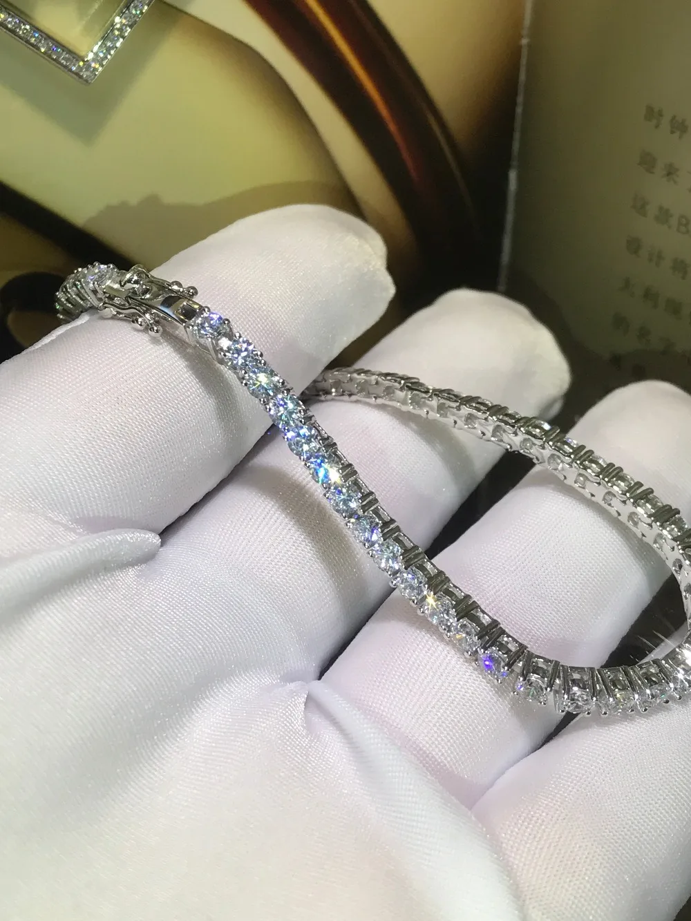 

! Luxury 6 carat sona Simulated Gem bracelets,925 sterling silver bracelets,charm bracelets tennis bracelet