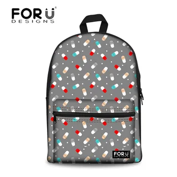 

FORUDESIGNS Laptop Backpack Women's Bags Cute Pills Printing School Backpack for Girls 17 Inch Canvas Backpacks Mochilas Mujer