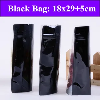 

30pcs/lot 18cm*29cm+5cm(Bottom) 27mic Black Al Half Clear Bags,Stand Up Zip Lock Plastic Bags,Resealable Retail Bag,Tea Bag