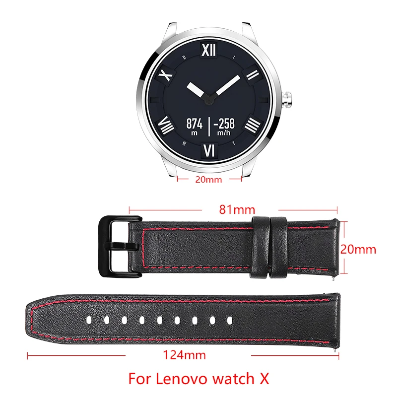 Ширина ремешка 20 мм кожаный браслет для lenovo watch X смарт-часы Бизнес Стиль сменный ремешок 2в1 кожаный/силиконовый ремешок