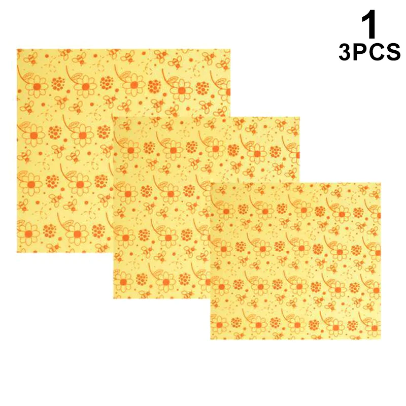 

3 Pcs/set Reusable Wrap Cloth Cling Film Food Packaging Bee Wax Kitchen Tools FH99