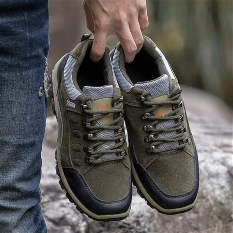 

2019 2018 Men Leather Outdoor Hiking Sneakers Male Shoes Adult Non-Slip Casual Military Army Shoes Autumn Hard-wearing Footwear