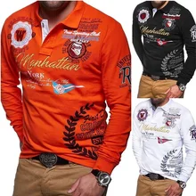 ZOGAA, новинка, мужская рубашка поло с длинным рукавом, повседневная, брендовая, с буквенным принтом, мужские рубашки поло,, хит, рубашка, топы для мужчин, поло размера плюс S-3XL