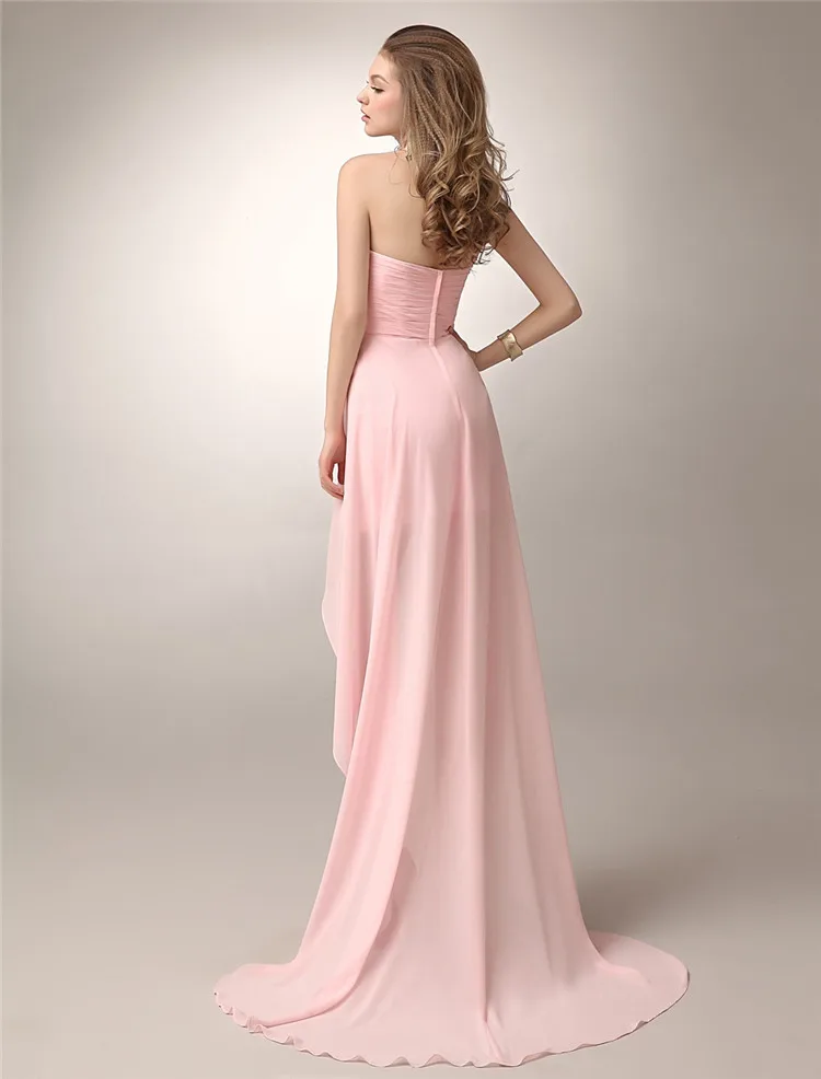Vestido invitada boda mujer2019 Новое шифоновое Сексуальное Милое розовое платье подружки невесты с открытой спиной и кристаллами