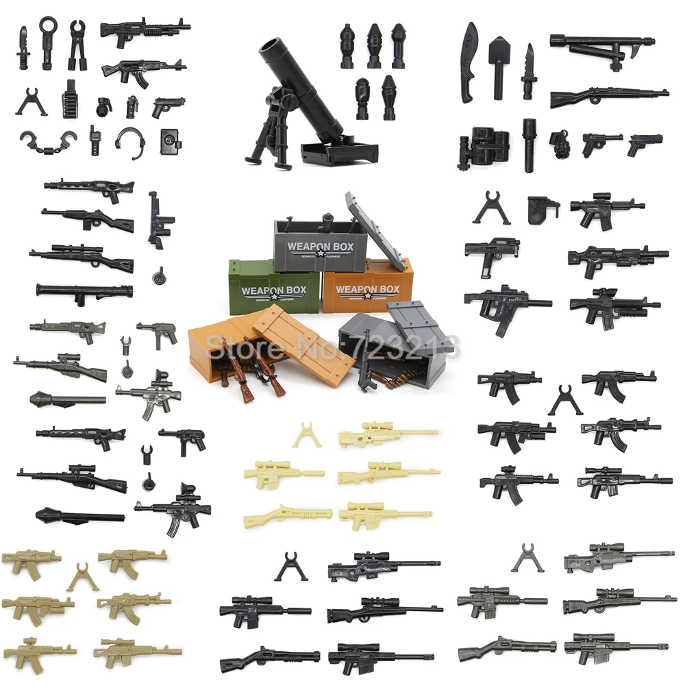 Оружие Подарочная коробка Военная фигурка набор деталей пистолет MOC аксессуары модель SWAT строительные блоки кирпичные наборы игрушки