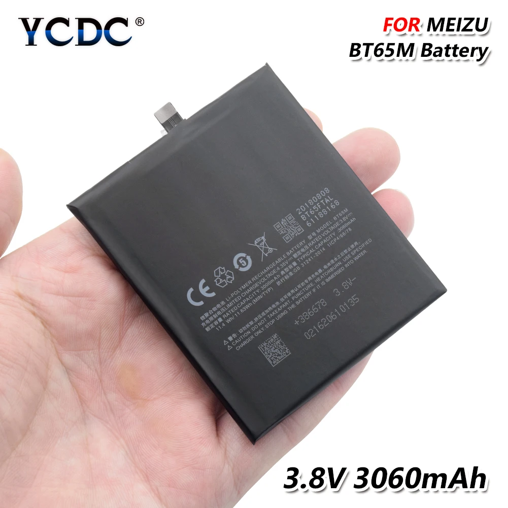 YCDC оригинальные для Meizu MX6 M685U M685Q M685C 3,8 V 3060 мА/ч, BT65M телефон Батарея BT-65M BT 65 м