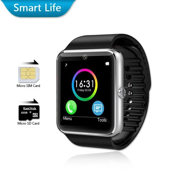  Bluetooth Smart Watch GT08 Android Waterproof SmartWatch Phone SIM Card Camera MP3 Fitness smart watches batter than DZ09 