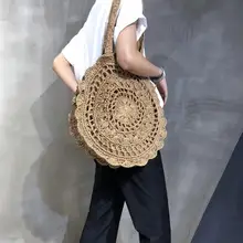Богемные бумажные веревочные соломенные сумки для женщин, большие круглые пляжные сумки, летняя винтажная ротанговая сумка ручной работы, вязаные дорожные сумки