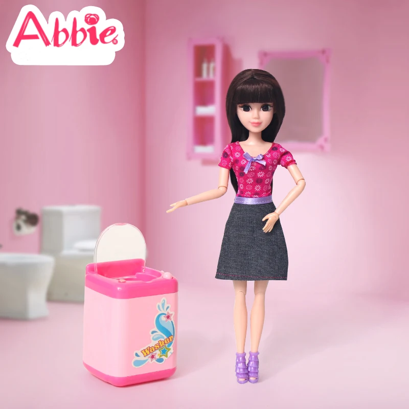 

ABBIE Dolls No Box Washing Machine With ABBIE Doll Home Appliance Play SetCleaner Set House Work Fun Educational Toy Girl's Gift