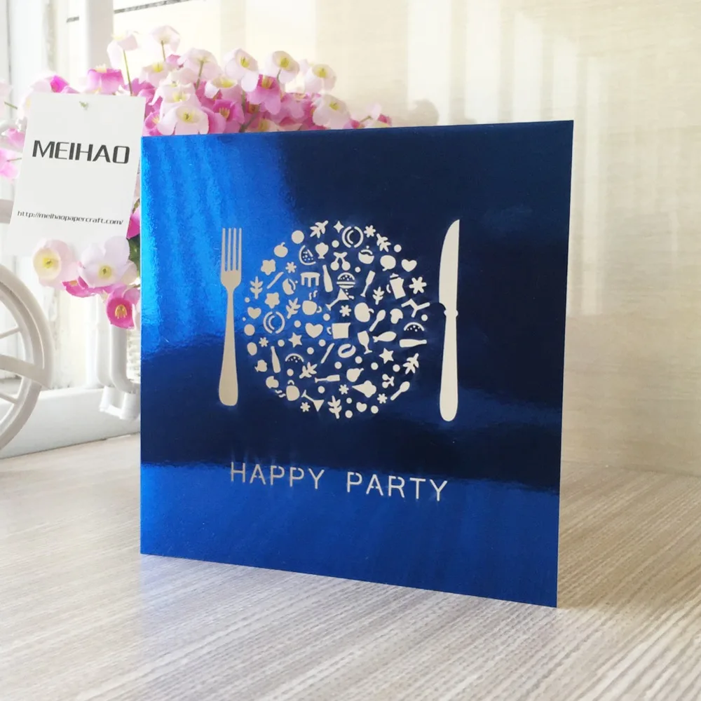 30pcs Laser cut Shimmer Paper Happy Birthday Party Invite Card Event Supplies wedding invitation card Dinner | Дом и сад