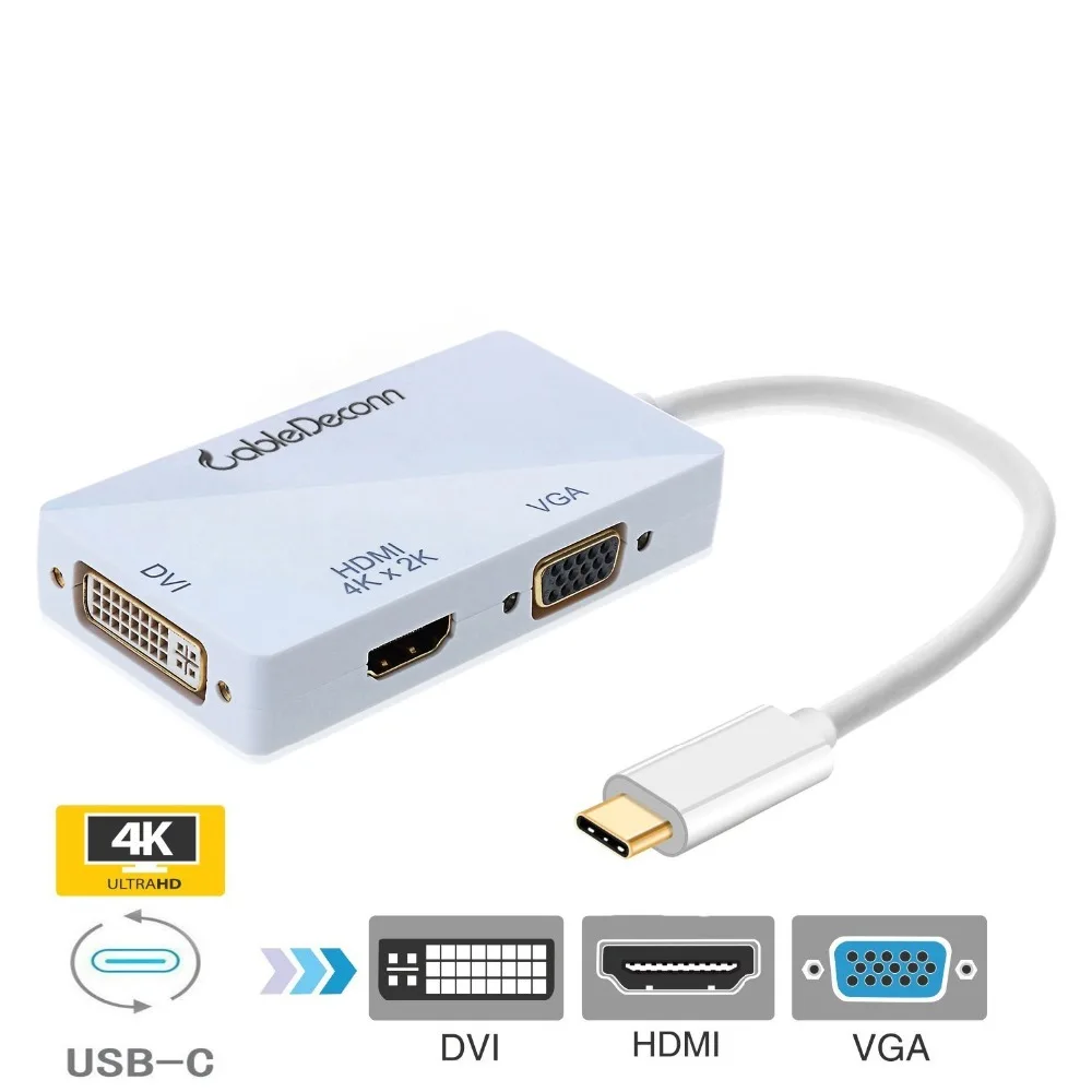 Thunderbolt 3 док-станция USB C к HDMI VGA DVI адаптер многопортовый 4K кабель для Apple Mac samsung S8 Macbook Pro USB C концентратор