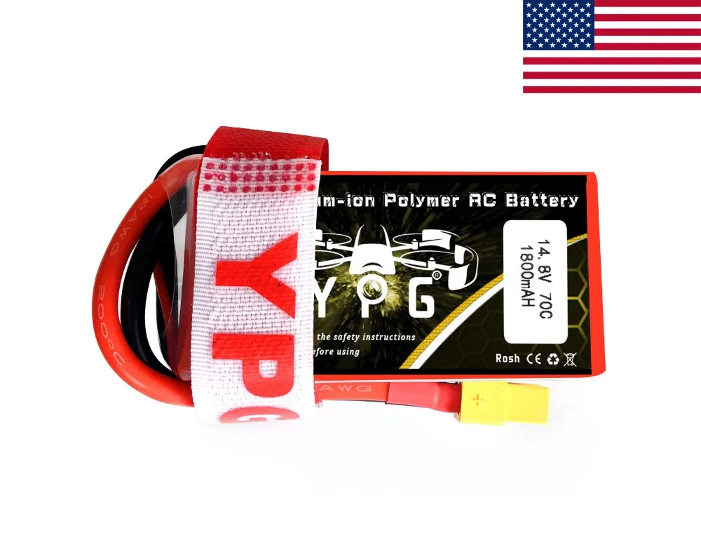 

GARTT 2Packs YPG 1800mAh 14.8V 70C 4S LiPo Battery With XT60 Plug For RC Mini Racing Drone FPV Quadcopter, 210 Quad Frame etc.