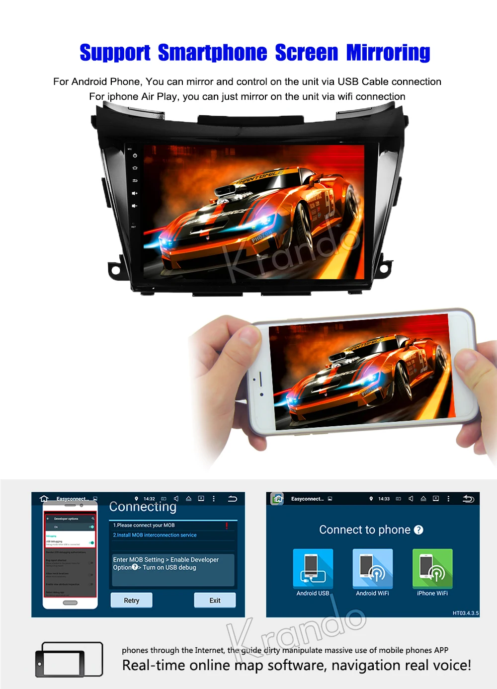 Sale Krando Android 8.1 9" Full touch car Multimedia player for Nissan Murano 2015+ navigation system radio player audio gps wifi BT 8