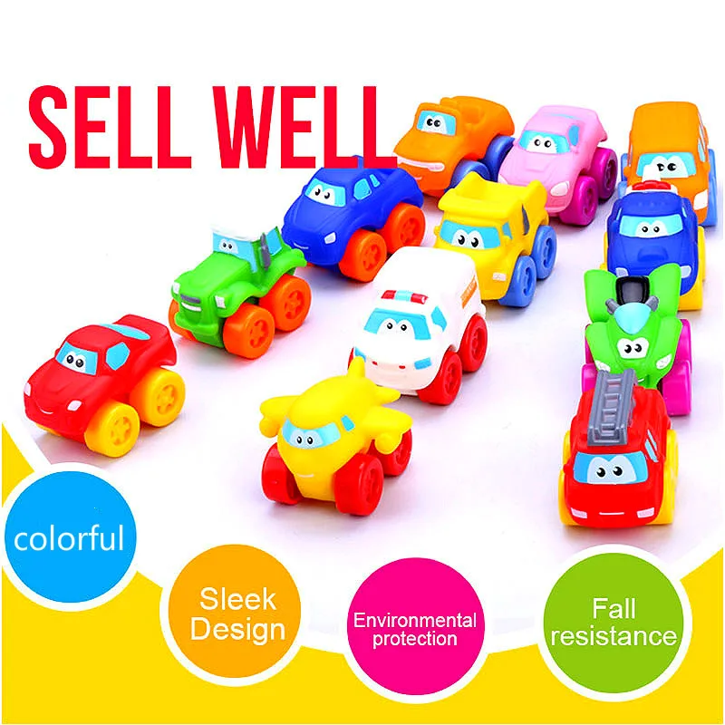 

6 Pcs/Set Kids Car Toys Puzzle Educational Toy Vehicle Series Soft Glue Collision Car Cartoon Anime Style Toys Children'S Gift