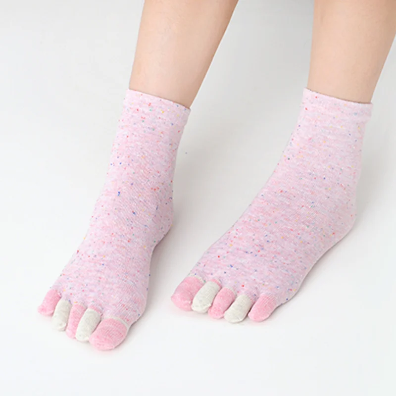 Новое поступление носков женские хлопковые носки с пятью пальцами Повседневные носки до щиколотки 6 пар/лот - Цвет: Розовый