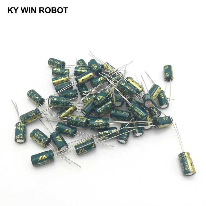 50pcs/lot 50V 47UF 6x12mm high frequency low impedance aluminum electrolytic capacitor 47uf 50v