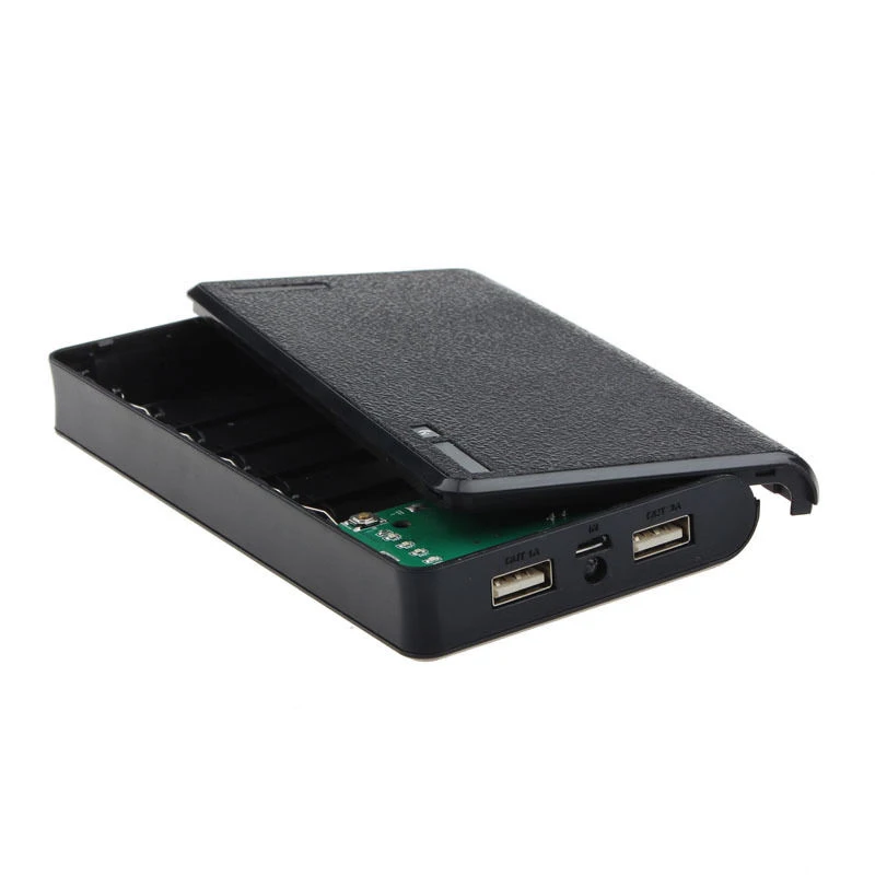 Портативное зарядное устройство с двумя USB, 5 В, 2 А, 6x18650, Внешнее зарядное устройство, чехол для телефона