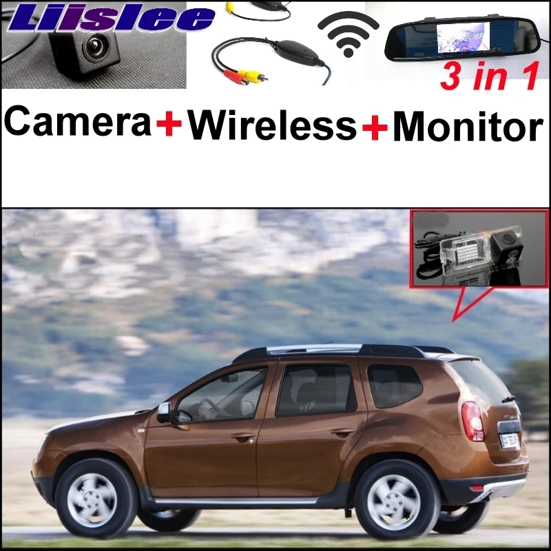 Liislee For Dacia Duster 3 in1 Special Rear View Camera + Wireless Receiver + Mirror Monitor Easy DIY Back Up Parking System liislee for renault samsung qm5 3 in1 special rear view camera wireless receiver mirror monitor easy back parking system