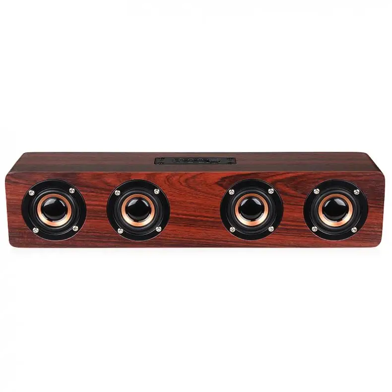 W8 4Horns 12W Wooden Wireless Bluetooth Speaker with TF Card Playback and AUX Wired Connection for Smartphone / PC / Television