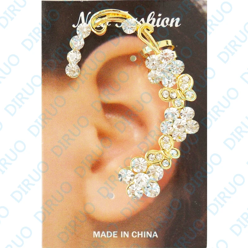 Punhos da Orelha Brincos de Metal Pesado para as Mulheres sem Brincos Borboleta Flor Gancho Brincos Punk Gótico Piercing