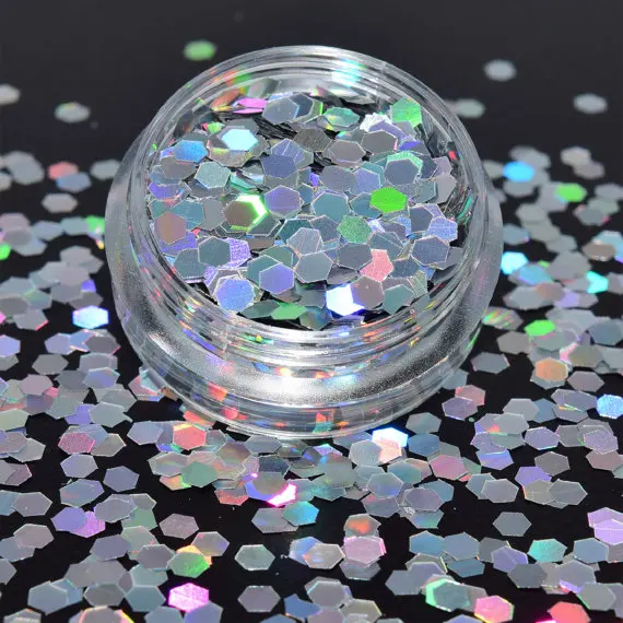 

1Box glitter Nail Holographic glitter Hexagon GlitzerPulver 2.00mm silver sequins tinker hologram of holographic glitter new