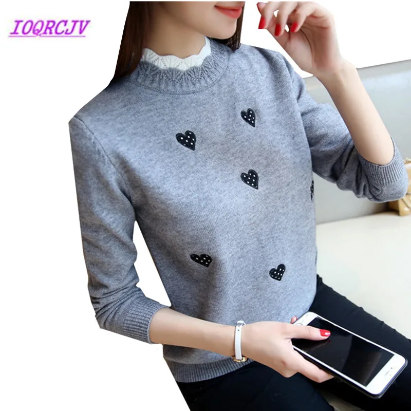 

Winter Sweater Women's New Half-Turtleneck Knitted Pullover Fake two pieces Plus size short Knit Bottom Shirt Women Clothing B34