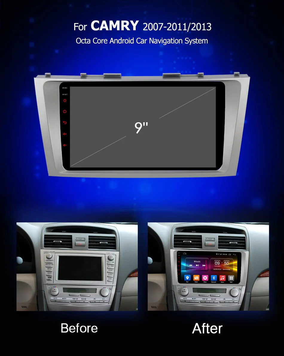 Discount For Toyota Camry 2007 2008 2009 2010 2011 2012 2013 Car Unit auto Stereo Radio DAB PC Vehicle Multimedia 2 Din Android 8.1 DVD 2