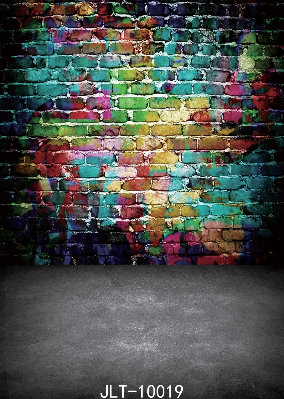 

Graffiti Photographic Backgrounds Vinyl Hip-Hop Colored Brick Wall for Halloween Party Photoshoot Background for Photo Studio