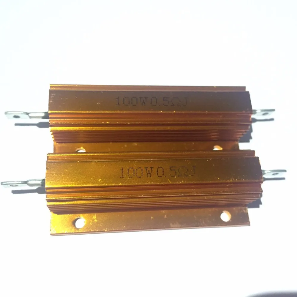 

Free Shipping 5pcs 100W 0.5R Power Metal Shell Gold Aluminium Case Resistor 100W 0.5ohm 5% Resistors 0.5R 100W