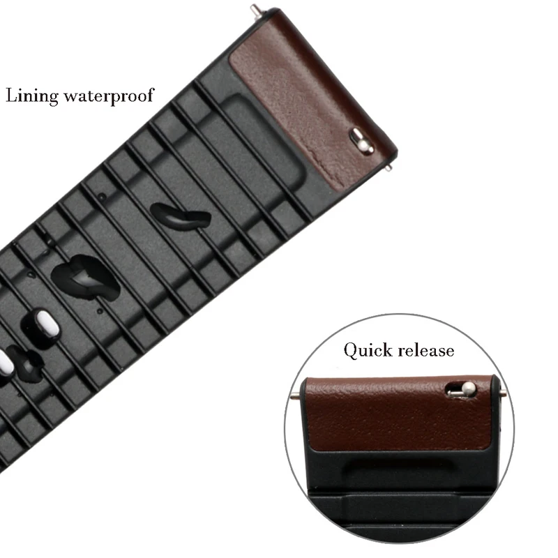 20 мм кожаный ремешок для часов для samsung Galaxy 42 кожаный/силиконовый гибридный ремешок для часов wo для мужчин пота ремешок для часов Быстрый выпуск