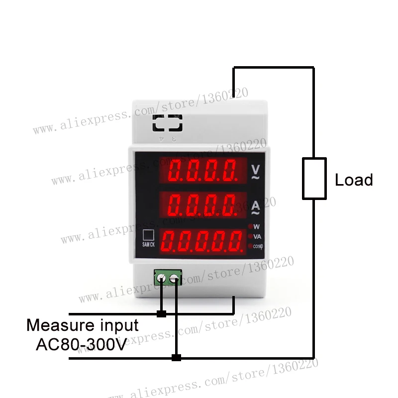 0-30000 Вт 80-300 В 100А AC напряжение, ампер, ватт, видимая мощность, коэффициент мощности AC din многофункциональный счетчик электроэнергии