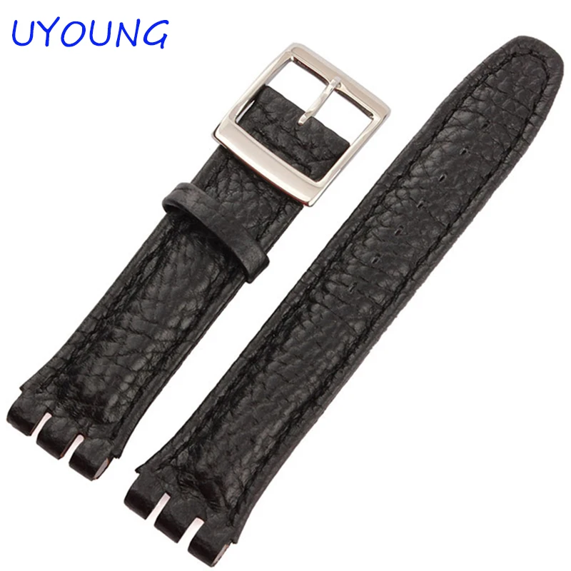 

High Quality Genuine Leather Watch Band 19mmCroco Pattern Black Brown Bracelet For Swatch