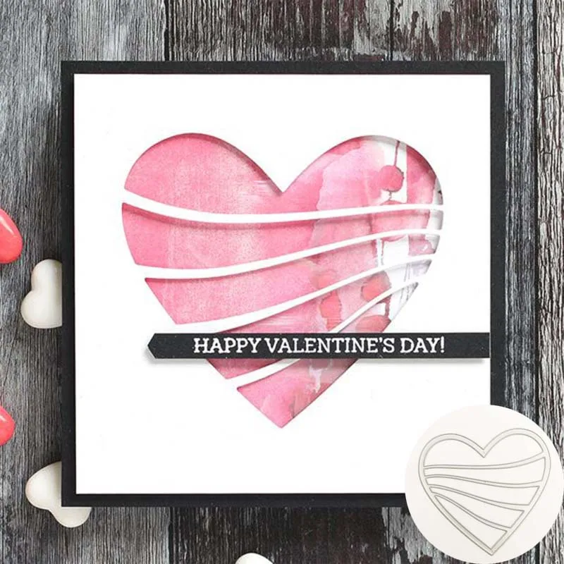

JC Metal Cutting Dies Scrapbooking Craft Cut Die Stencil Stripe Heart Shape DIY Handmade Album Paper for Card Making Decor Dies