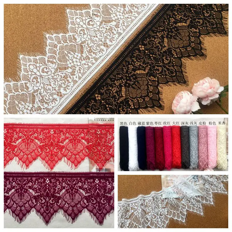 

12 color Exquisite single eyelash lace trim accessories DIY apparel sewing colorful lace fabric skirt stitching