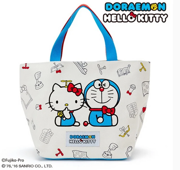 

Hello Kitty And DORAEMON Cooperation Commemorative Edition Handbag ultra-large capacity Canvas material