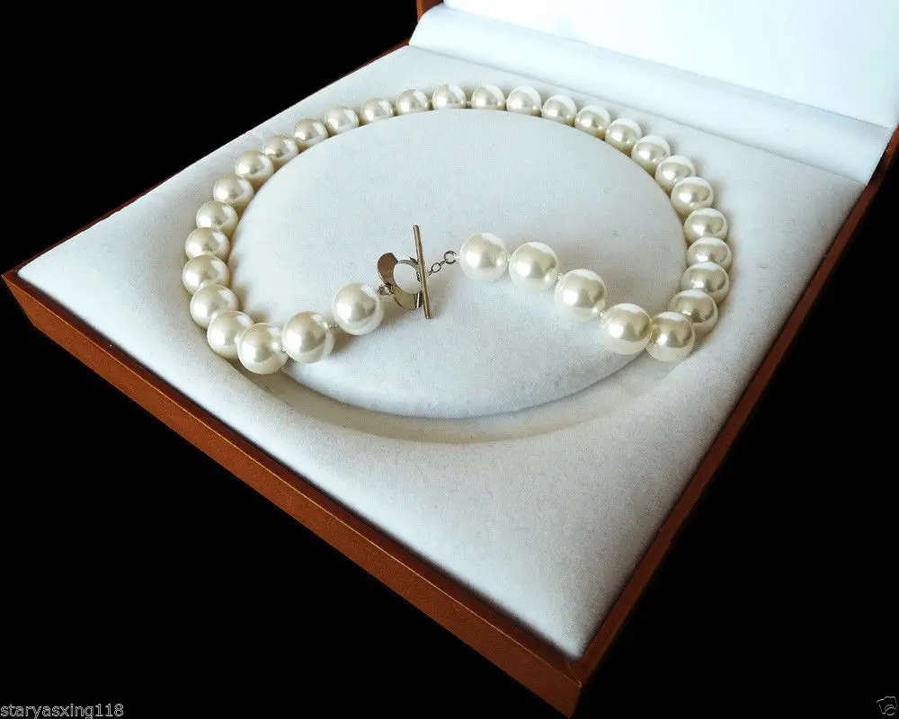 

Free shipping 12mm AAA+ white natural south sea shell pearl necklace 18''