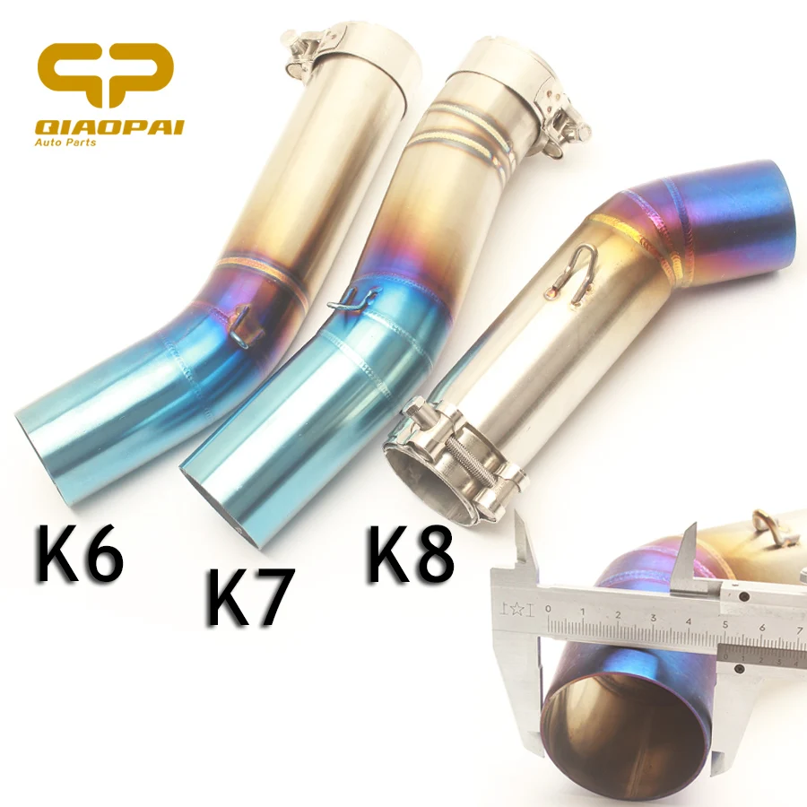 

Motorcycle Exhaust Middle Link Pipe Half Blue Exhaust Connector Mid Pipe Slip On For K6 K7 K8 GSXR600 GSXR750 GSXR 600 GSXR 750