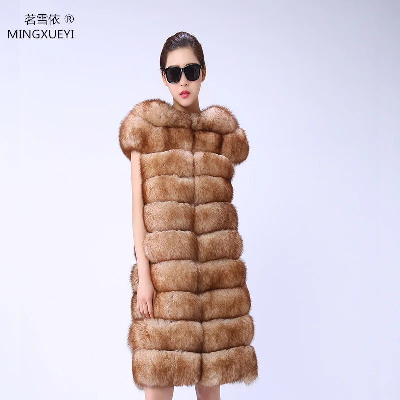 

Natural fox fur vest imitation Sable color color long section fashion lead women fur coat fox fur