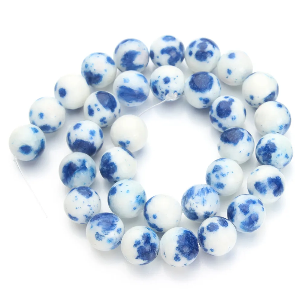 

Natural Stone Cloisonne Porcelain Spacer Beads 40cm Strand 6 8 10 12mm DIY Jewelry Findings F2148