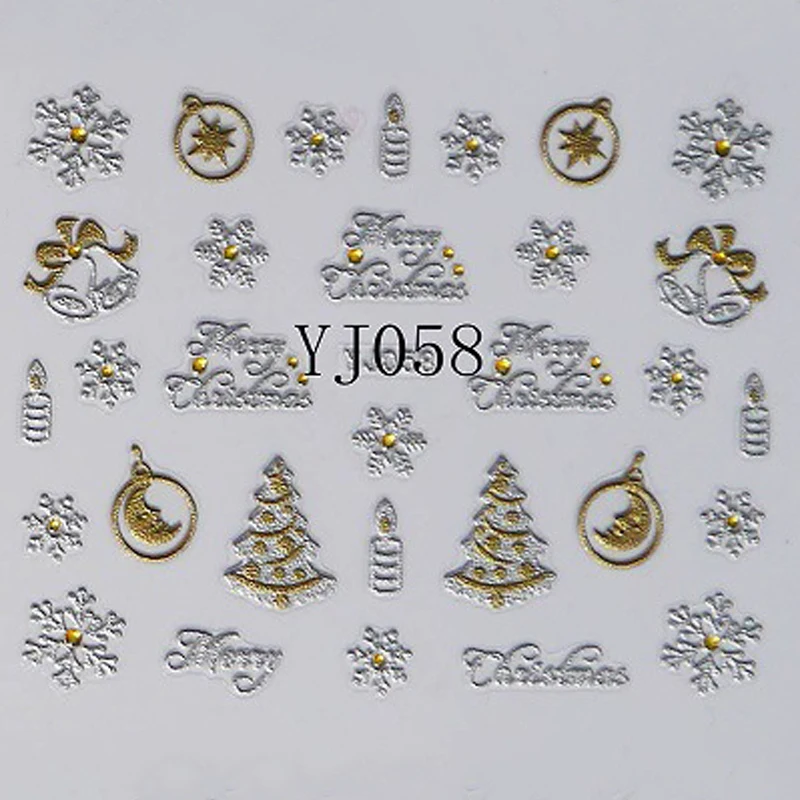 1 шт 3D Рождественская серия наклейки для ногтей Водные Переводные снежинки и милые Снеговики наклейки для ногтей модные красивые наклейки для ногтей - Цвет: J61894