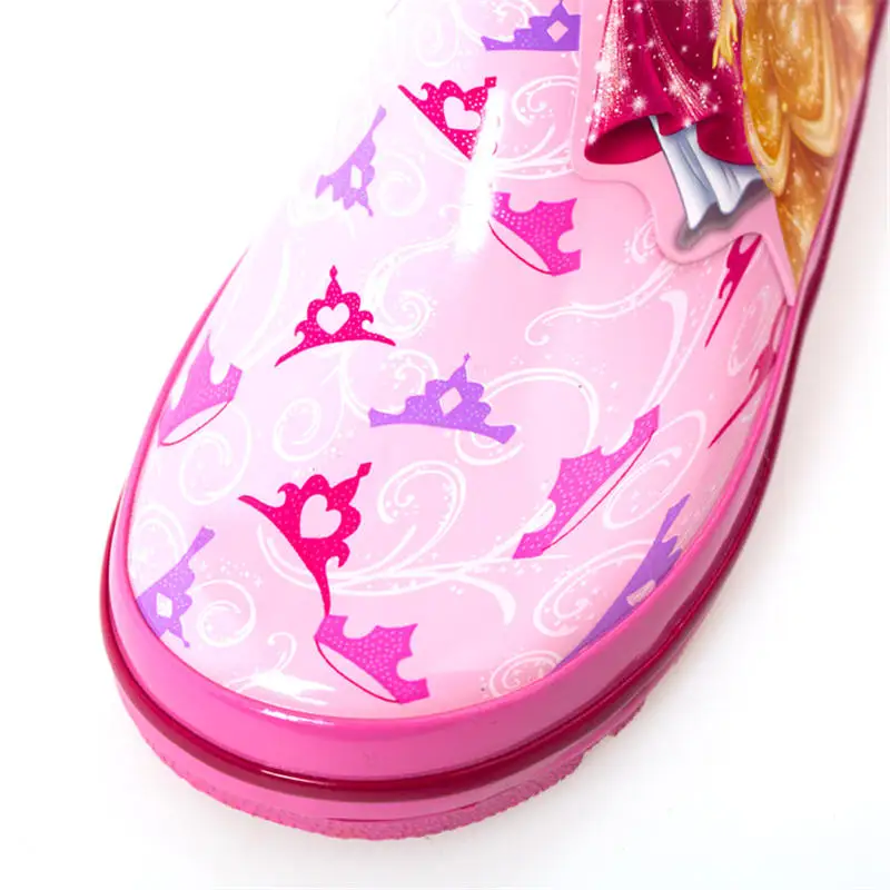 disney розовый непромокаемые резиновые сапоги для девочек три принцессы водяная обувь Дети четыре сезона родительская обувь резиновые сапоги Размер 23-38