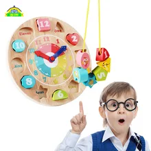 Baby Kids Childrens Educational Wooden Puzzle Toys Colorful Wooden Zodiac Digital Clock Color Recognition Toy Science Toys