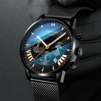 

Watches Men 2019 Luxury Brand Quartz Wristwatches Rose Gold Black Steel Watches Business Dress Chronograph Watch erkek kol saati