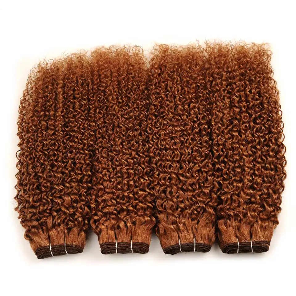 Pinshair Peruvian Jerry Curly Hair Pure Color 30 Hair Weave Non-Remy Human Hair 4 Bundles Great Value Pre-Colored Hair Extension (2)