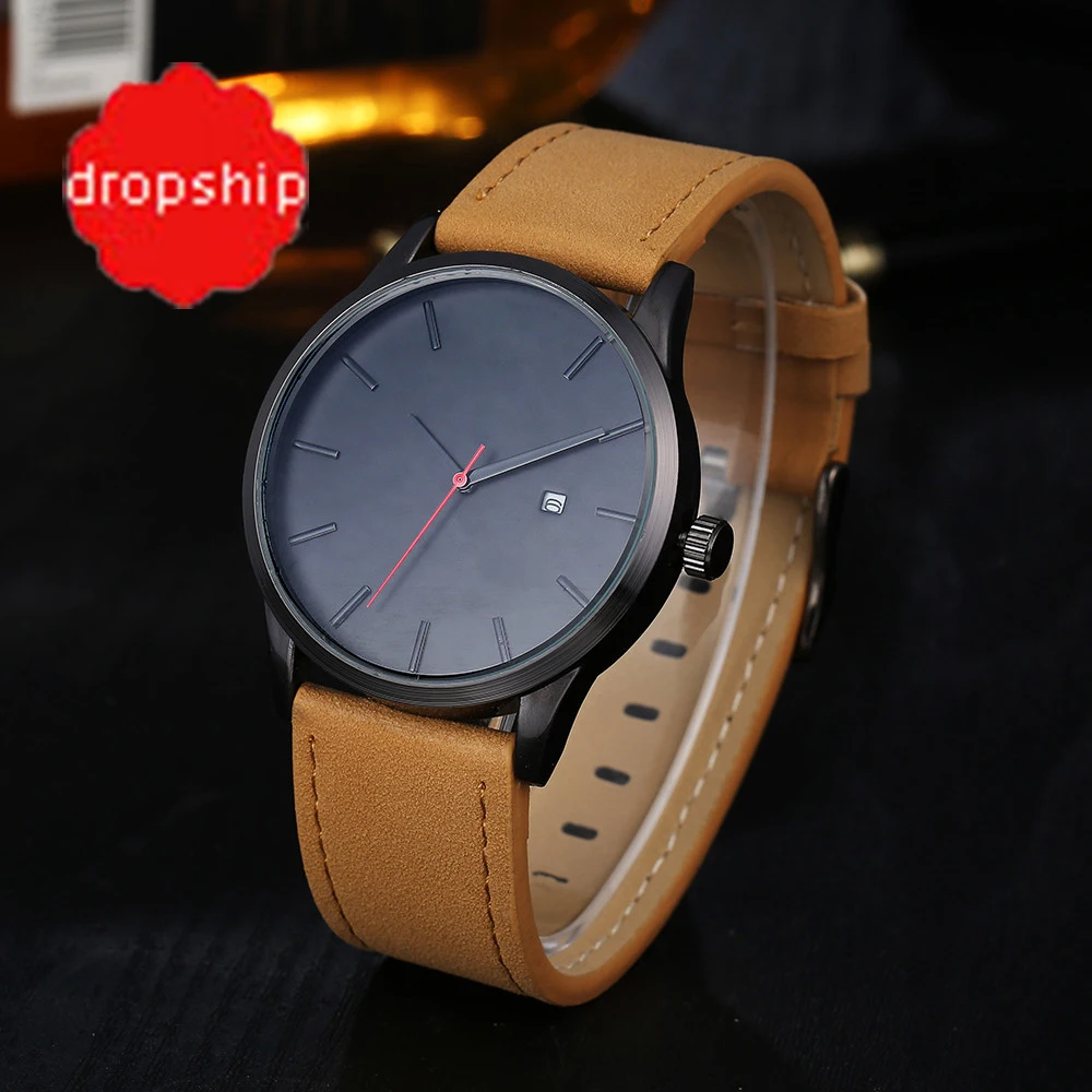 

2017 Fashion Casual Mens Watches Top Brand Luxury Leather Business Quartz-Watch Men Wristwatch Relogio Masculino For dropshippin