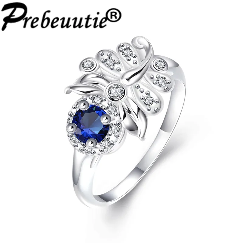 Кольцо США размер 7 8 медь посеребренная голубой циркон внутри кольца для унисекс