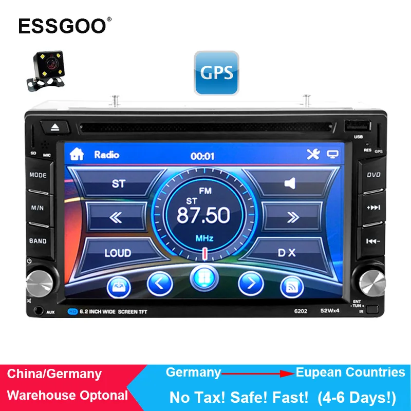 

Essgoo 2 Din Car Radio 6.2" Mp5 Dvd Player Gps Navigation Auto Car Audio Autoradio Bluetooth Usb Multimedia Player 2018 Eu Map