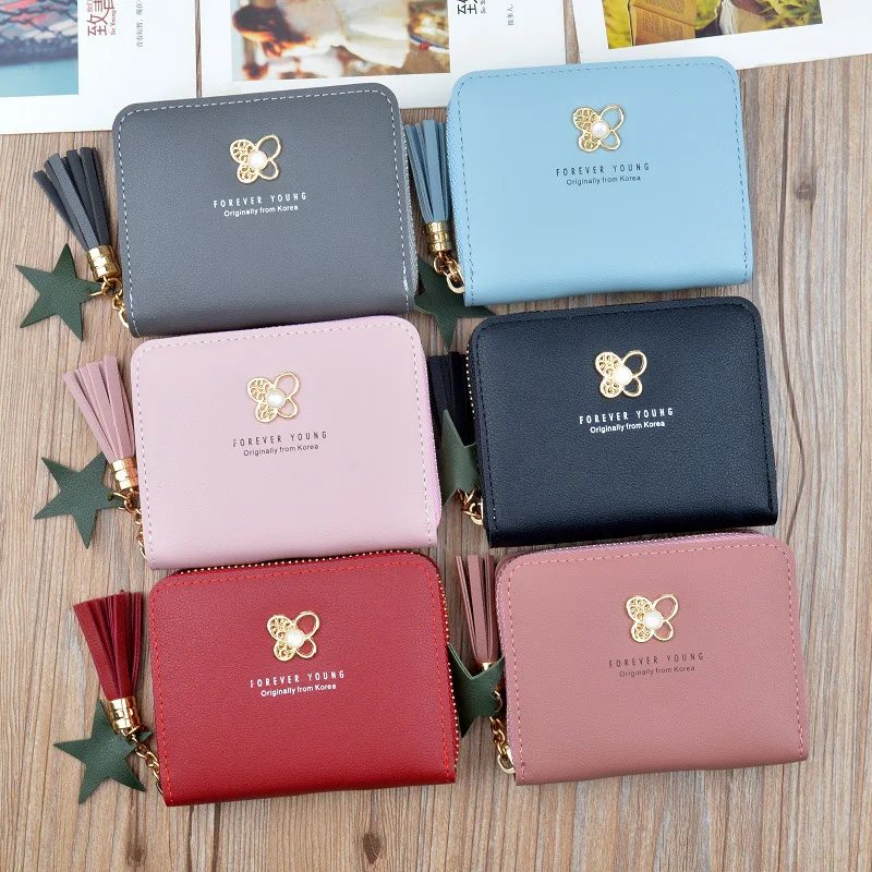 

Woman Wallet Tassel Short Leather Small Wallet Carteira Women Wallets Zipper Coin Purses Portefeuille Female Purse Clutch Bag