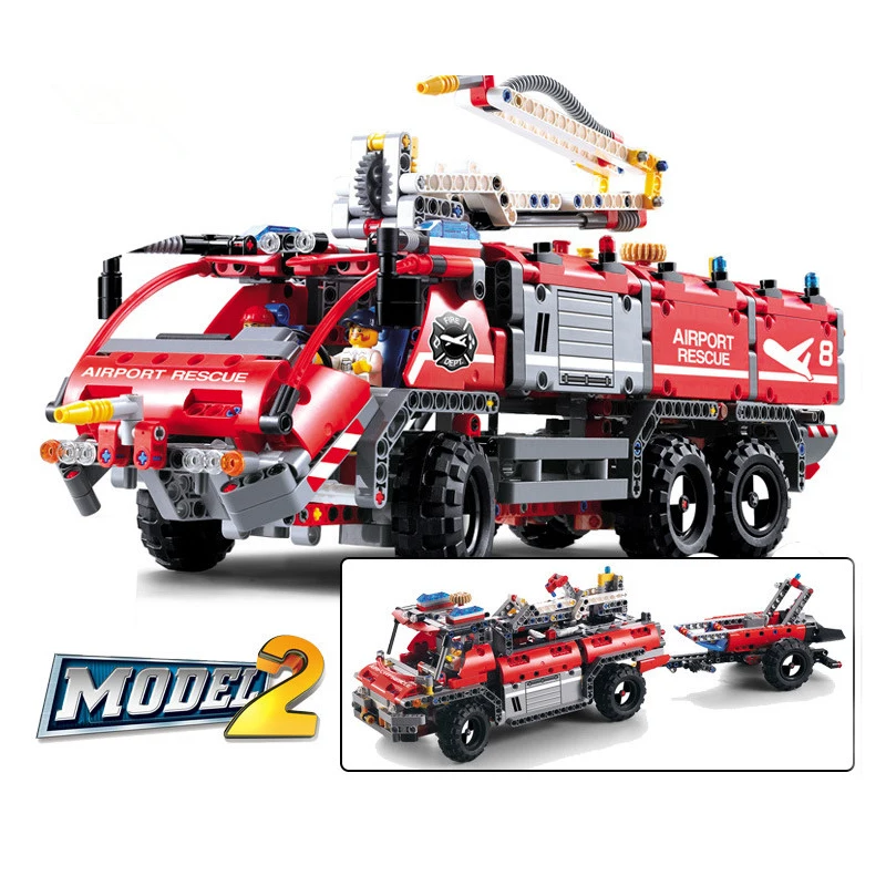 

Diy Technic city Airport rescue vehicle Fire car firefighter Building Blocks Toys Compatible with Legoingly for kids Gifts